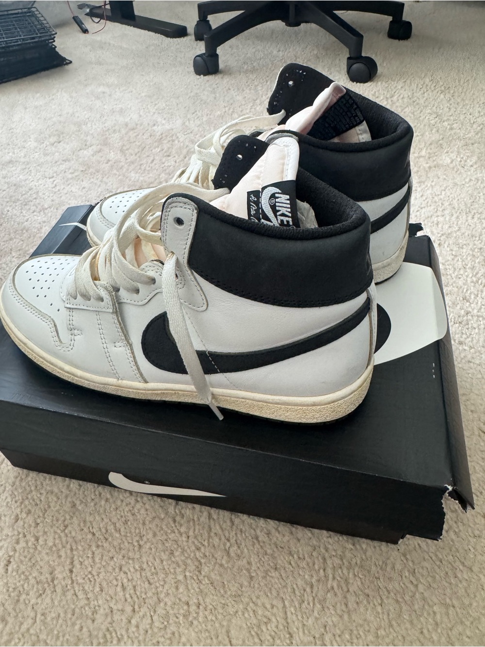 Jordan Kids White and Cream High-Top Sneakers - Picture 2 of 3